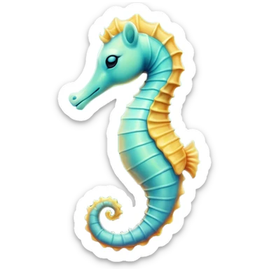 Meme-Worthy Cute Sleeping Sea Horse Portrait Emoji, Head resting peacefully with a contented smile, showcasing a slender, elegantly curved body with a softly coiled tail and eyes gently closed in serene slumber, Simplified yet adorably endearing features, highly detailed, glowing with a soft, drowsy aquatic light, high shine, relaxed and utterly lovable, stylized with an air of playful laziness, soft glowing outline, capturing the essence of a sleeping sea horse that feels destined to become the next viral icon of adorable rest! sticker