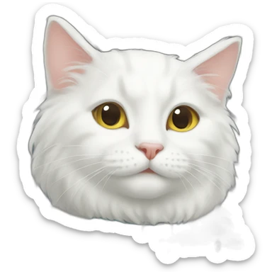 White cat in cage, fur wet sticker