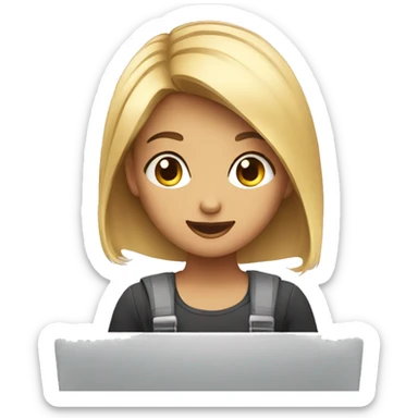 A girl working on laptop with wonder expression sticker