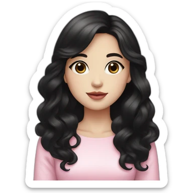 Beautiful young woman,Black hair,long hair,White skin,oval face,big eyes,Blackeyes,Pink lips,Chinese sticker