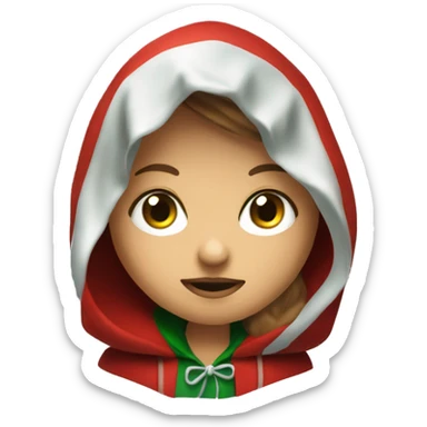 Red riding hood wearing red hood and with very green eyes sticker