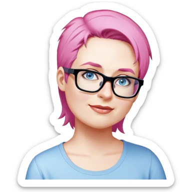 female, light blue shirt, short light-brown hair sticker