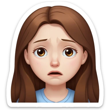 Girl long brown hair sad crying sticker