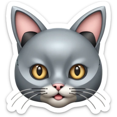 robot looking surprised with cat ears and looks funny sticker