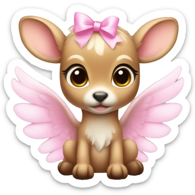 Baby fawn with pink bow and angel wings sticker