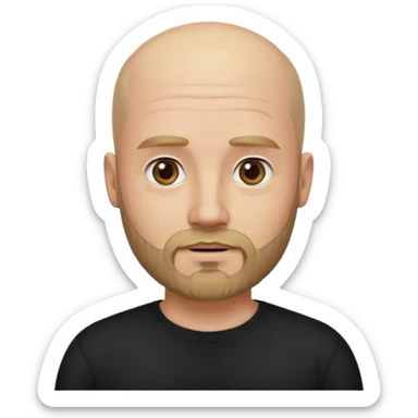 Bearded bald blonde man black shirt bald sticker