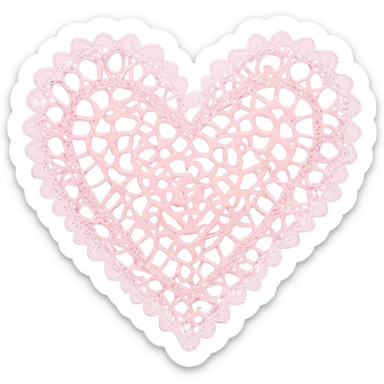 Pink doily heart sticker