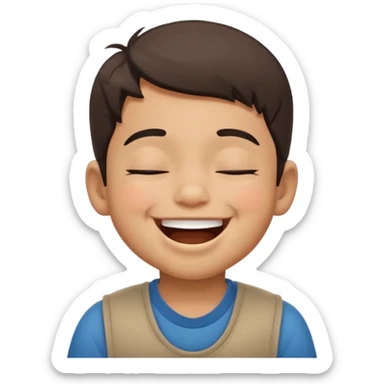 latino little boy laughing with closed eyes sticker