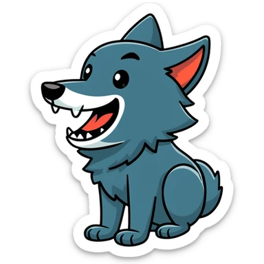 black wolf laughing sticker
