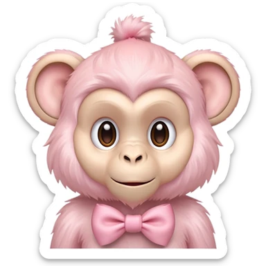 pastel pink monkey with bow by ears realistic  sticker