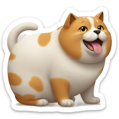 Fat cat playing with skinny dog sticker