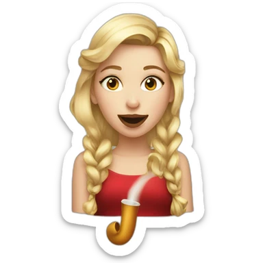 A beautiful girl with blonde hair with a festive pipe in her mouth sticker
