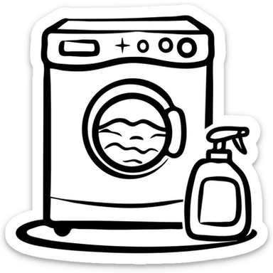 washing machine with detergent sticker
