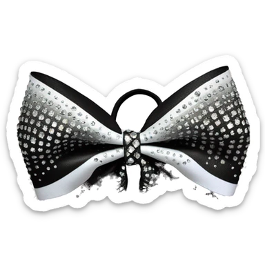 A black and white ombre cheer bow with lots of rhinestones sticker