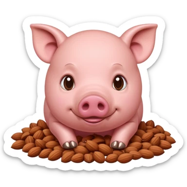 pig eating nuts sticker