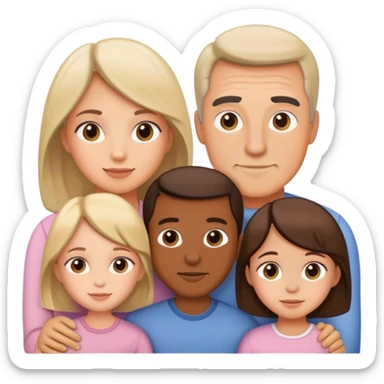 Family with mother, father and three little girls sticker