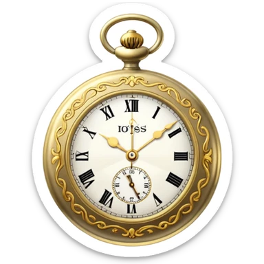 Old pocket watch with long chain  sticker