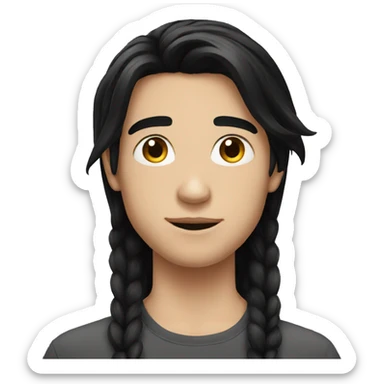 european teenager boy long black hair sticker