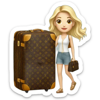 Travel white girl with louis vuitton bag sticker