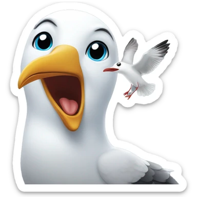 kisses from a seagull that screams while flying sticker