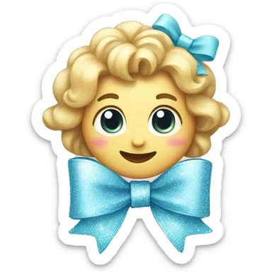 Light blue bow with sparkles sticker