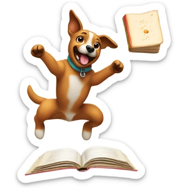 Cookbook dog jumping  sticker