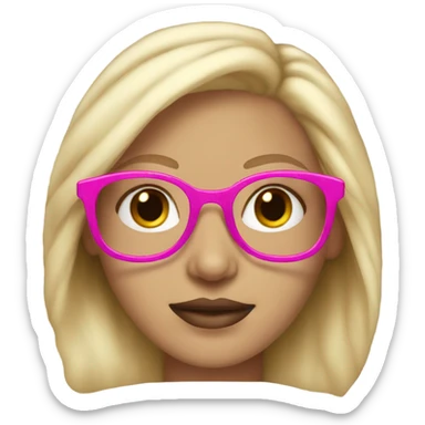 blonde with brown eyes wearing pink glasses light-skinned and pink lips  sticker