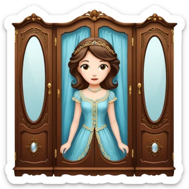 The characters in the fairy tale "Beauty and the Beast" are transformed into the lady in the wardrobe sticker