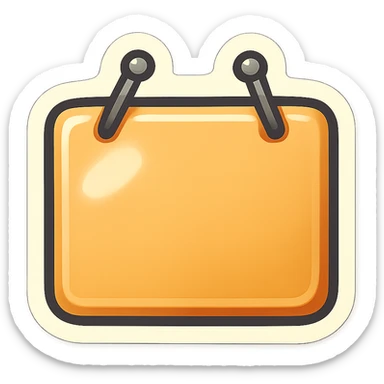 rectangular beige door sign, flat, with light shadow, retro sticker style, two nails hammered at the top of the sign, transparent background sticker