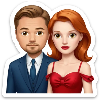 leonardo di caprio and Jessica Chastain in a red dress sticker