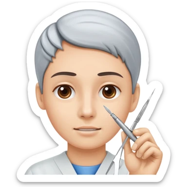 bisturi ao lado de uma orelha sticker