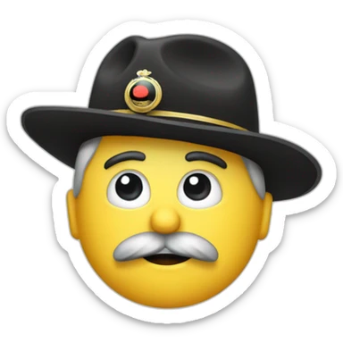 German Dictator with skinny mustache and hat raising hand sticker