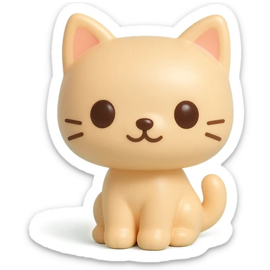 cute cat, vinyl figure style, large head, small body, glossy finish, simple background sticker
