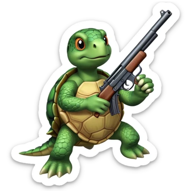 A turtle with a gun sticker