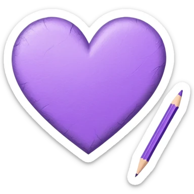 paper with Hand drawn purple heart outline with pencil sticker