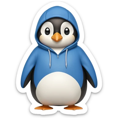 friendly anthropomorphised penguin in a hoodie and jeans standing with arms folded sticker