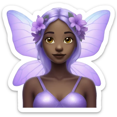 Pretty iridescent alien fairy girl with lilac flower crown sticker