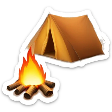 Fire beside a tent in the desert  sticker