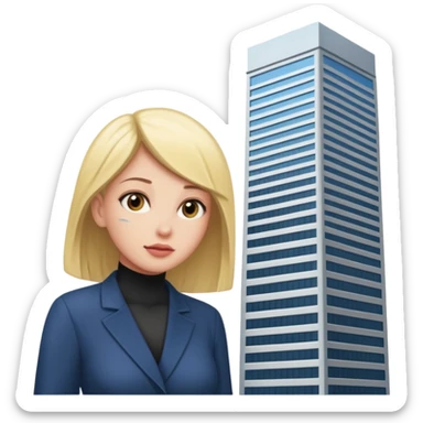 a giantess peeking out from behind a skyscraper to the viewer sticker