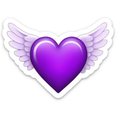 Purple heart with rings and wings  sticker