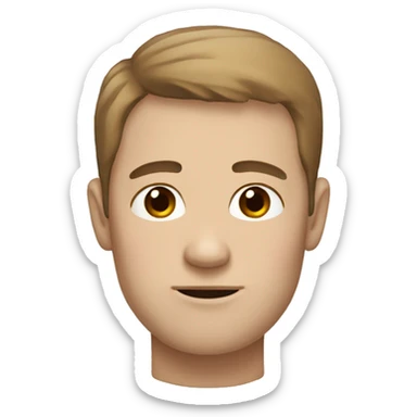 white man with rectangular face, some pigment on skin, thin brown hair sticker