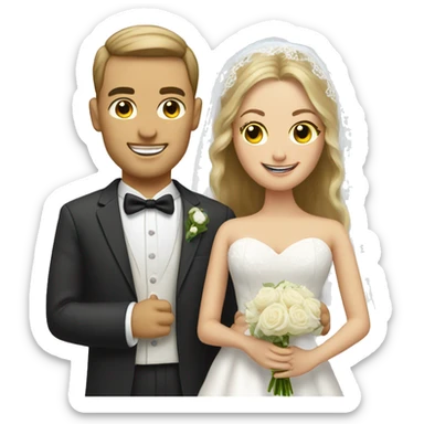 caucasian bride and groom  sticker