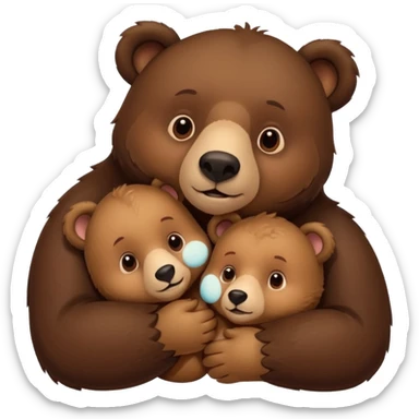 Mama, papa, and baby bear hug sticker