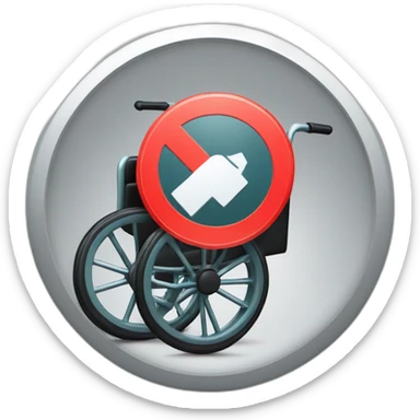 wheel chair with a stop sign in the wheel sticker