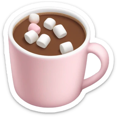 Light Pink mug of hot chocolate with marshmallows  sticker