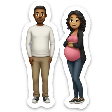 husband and pregnant wife sticker