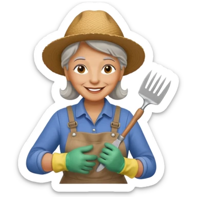 old woman gardener  sticker