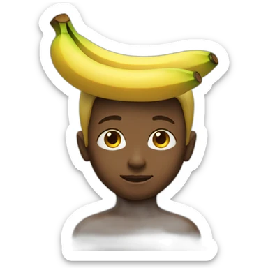 boy with banana on his head sticker