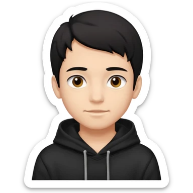 Chłopak ciemno brązowe oczy czarne włosy bluza czarna i taki bardziej żeby wyglądał na 18 latka i trochę usmiechniety sticker