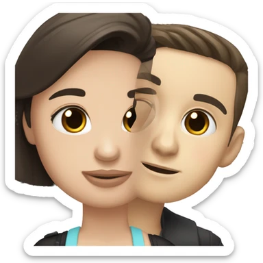 White Girl black hair and white boy brown hair in front of eiffel tower sticker